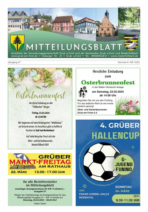 Amts- und Mitteilungsblatt der VGem Grub a.Forst Titelblatt 06/2024