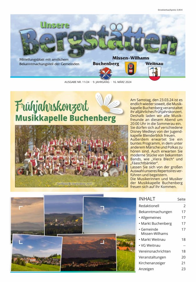 Unsere Bergstätten Mitteilungsblatt mit amtlichem Bekanntmachungsteil Titelblatt 11/2024