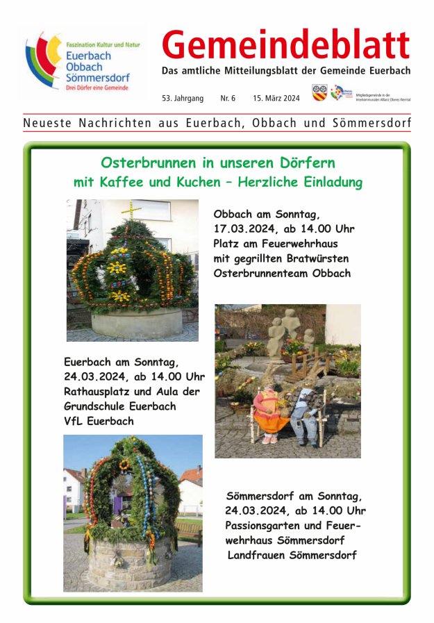 Gemeindeblatt der Gemeinde Euerbach Titelblatt 06/2024