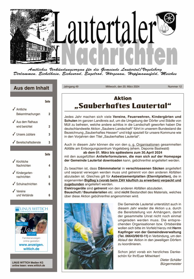 Lautertaler Nachrichten Titelblatt 12/2024