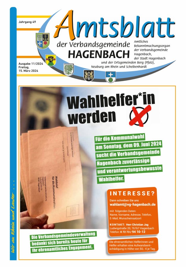 Amtsblatt der VG Hagenbach Titelblatt 11/2024