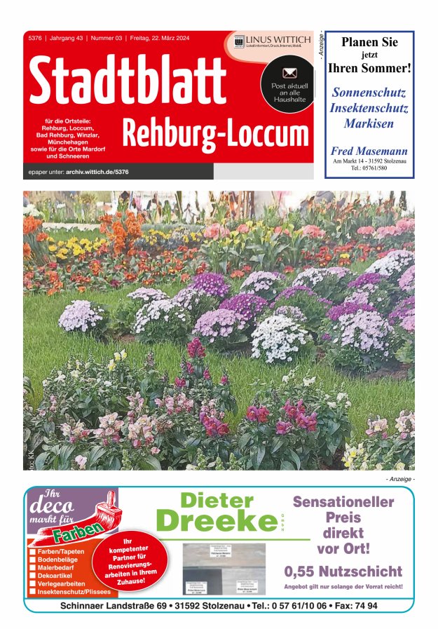 Stadtblatt Rehburg-Loccum Titelblatt 03/2024