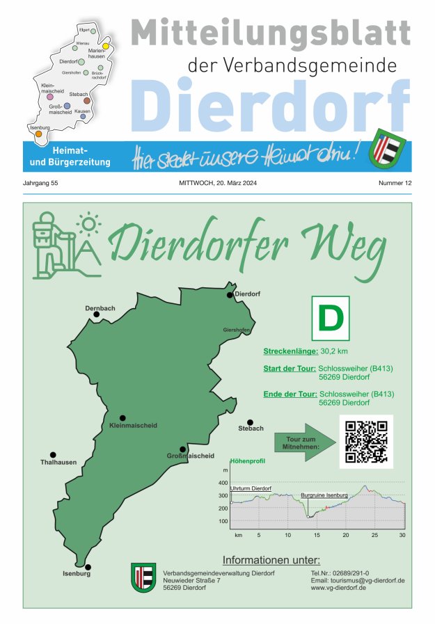 Mitteilungsblatt der Verbandsgemeinde Dierdorf Titelblatt 12/2024