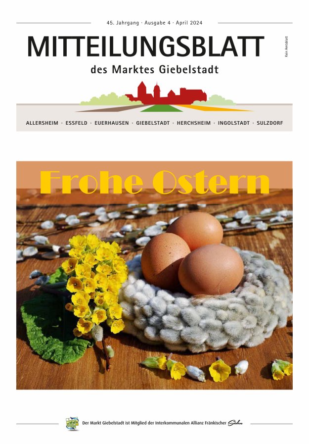Mitteilungsblatt des Marktes Giebelstadt Titelblatt 04/2024