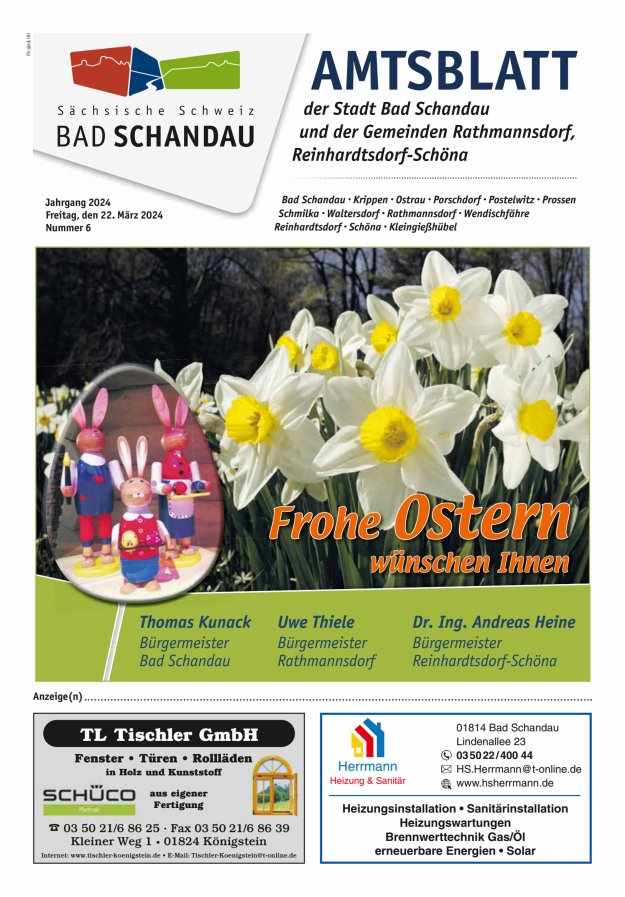 Amtsblatt der Stadt Bad Schandau und der Gemeinden Titelblatt 06/2024