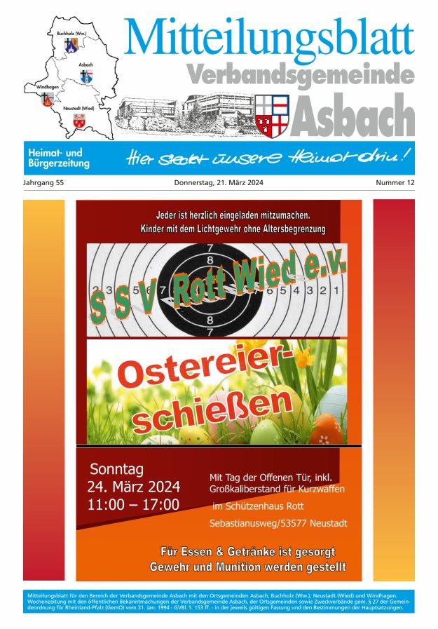 Mitteilungsblatt Verbandsgemeinde Asbach Titelblatt 12/2024