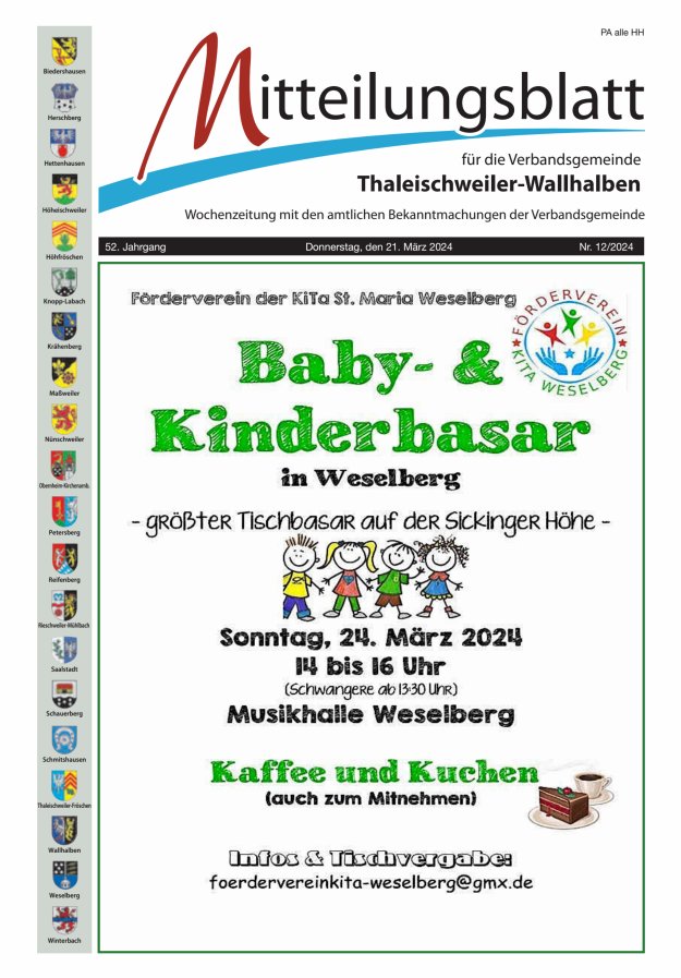 Mitteilungsblatt VG Thaleischweiler-Wallhalben Titelblatt 12/2024