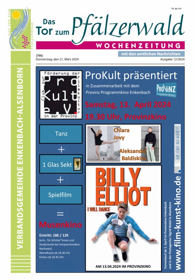Das Tor zum Pfälzer Wald - VG Enkenbach-Alsenborn Titelblatt 12/2024