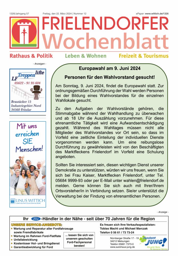 Frielendorfer Wochenblatt Titelblatt 12/2024