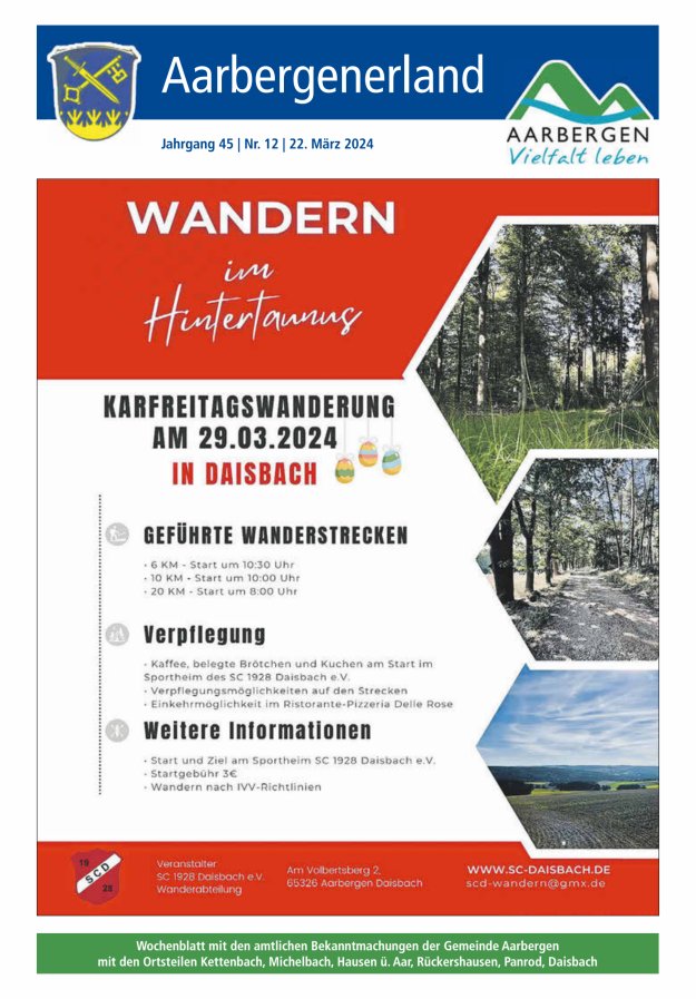 Aarbergenerland - Wochenblatt mit den amtlichen Bekanntmachungen Titelblatt 12/2024