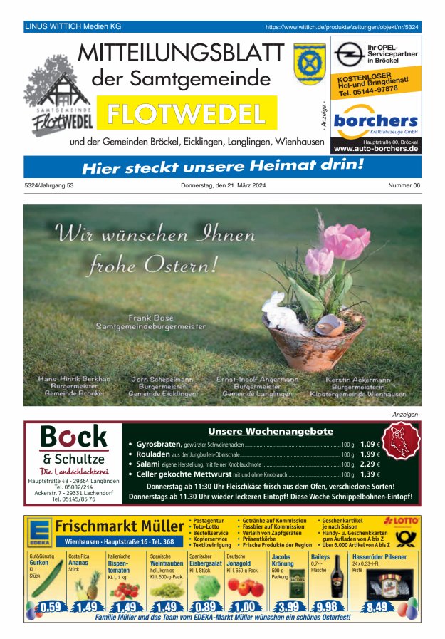 Mitteilungsblatt der Samtgemeinde Flotwedel Titelblatt 06/2024