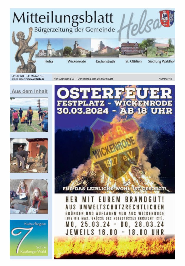 Mitteilungsblatt Helsa Titelblatt 12/2024