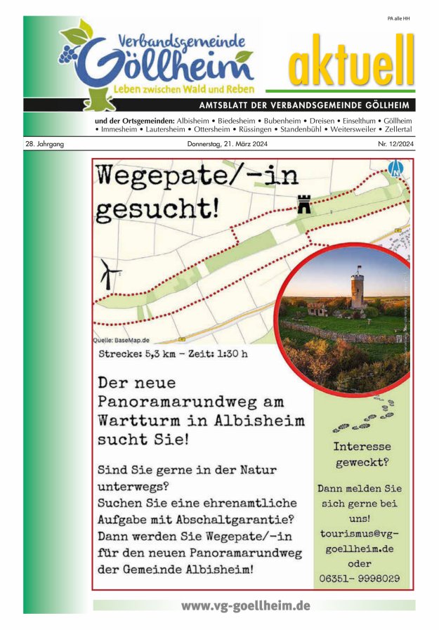 Verbandsgemeinde Göllheim aktuell Titelblatt 12/2024