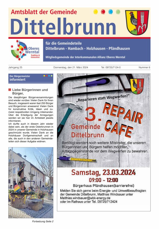 Amtsblatt der Gemeinde Dittelbrunn Titelblatt 06/2024
