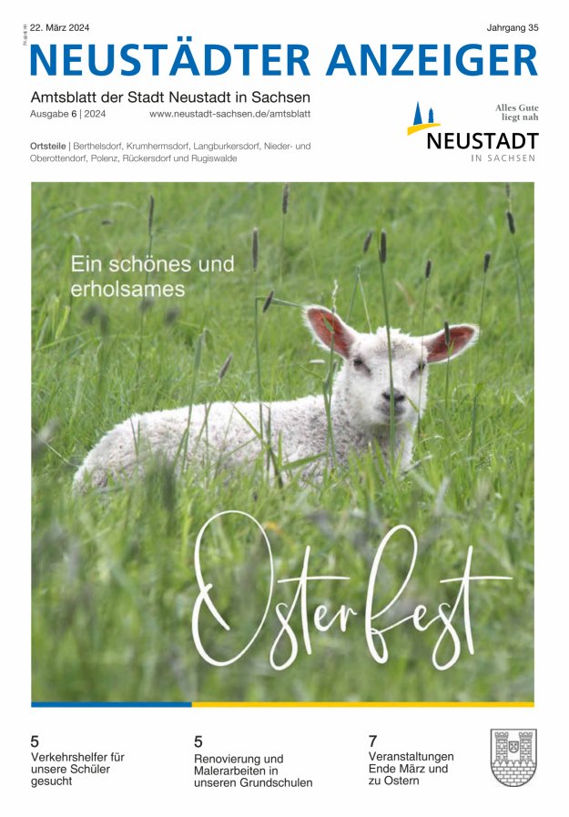 Neustädter Anzeiger - Amts- und Heimatblatt der Stadt Neustadt in Sachsen Titelblatt 06/2024