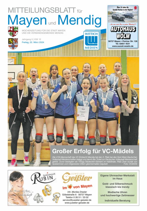 Mitteilungsblatt für Mayen und Mendig Titelblatt 12/2024
