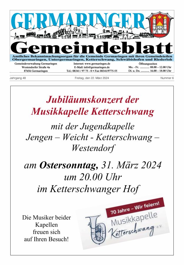 Germaringer Gemeindeblatt Titelblatt 06/2024