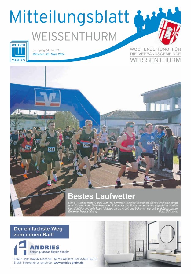 Mitteilungsblatt für den Bereich der Verbandsgemeinde Weißenthurm Titelblatt 12/2024