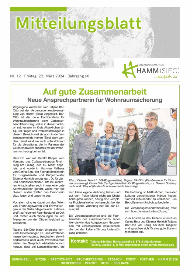 Mitteilungsblatt Hamm (Sieg) Titelblatt 12/2024
