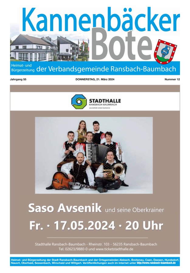 Kannenbäcker-Bote der Verbandsgemeinde Ransbach-Baumbach Titelblatt 12/2024