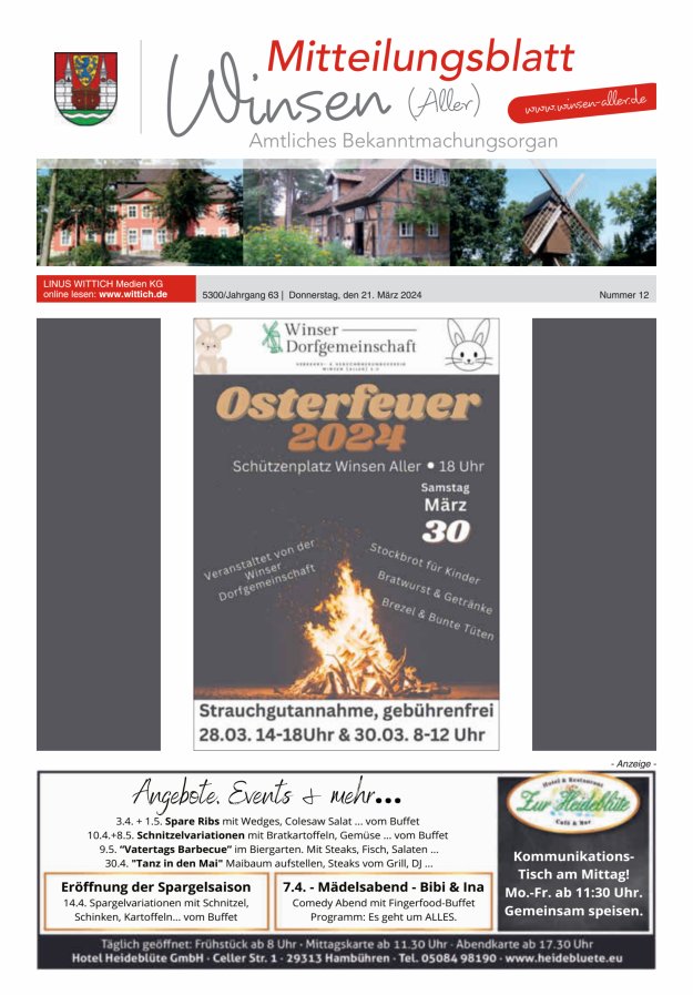 Mitteilungsblatt der Gemeinde Winsen Titelblatt 12/2024