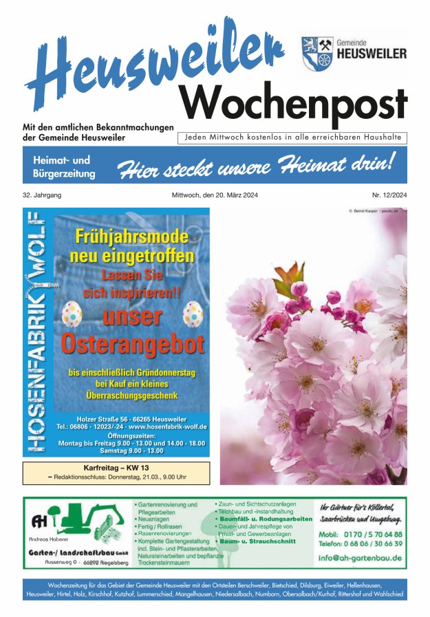 Heusweiler Wochenpost Titelblatt 12/2024