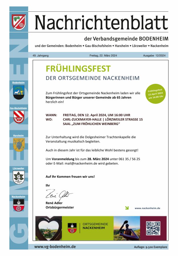 Nachrichtenblatt der VG Bodenheim              Titelblatt 12/2024