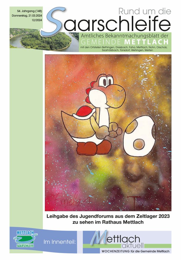 Rund um die Saarschleife Gemeinde Mettlach Titelblatt 12/2024