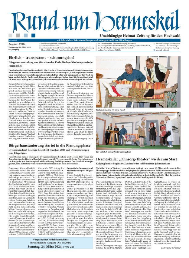 Rund um Hermeskeil Titelblatt 12/2024