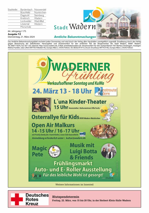 Stadt Wadern Titelblatt 12/2024