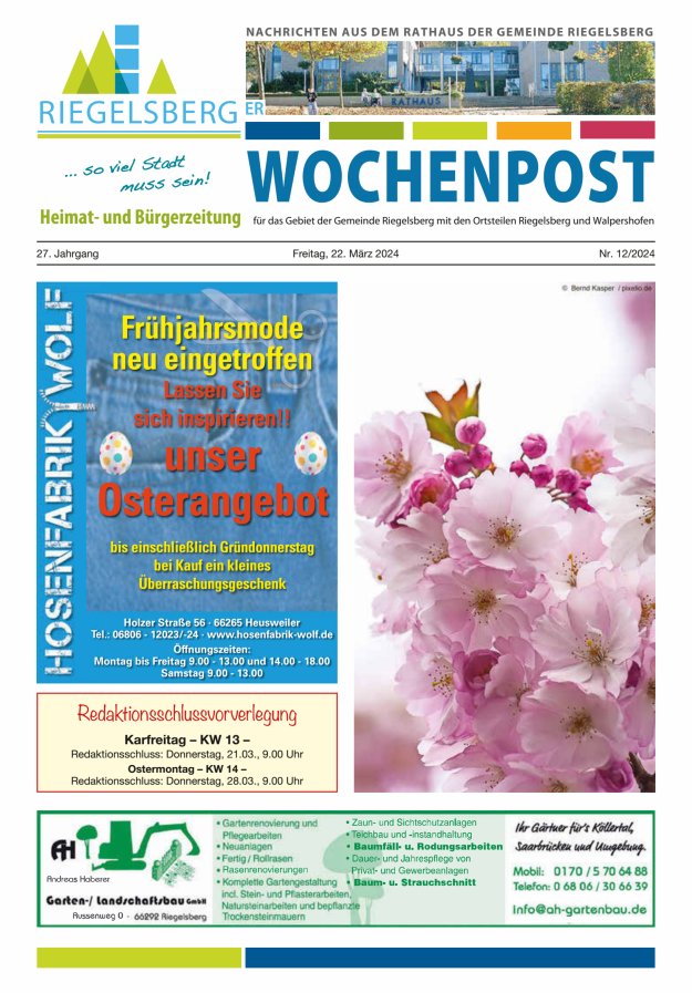 Riegelsberger Wochenpost Titelblatt 12/2024