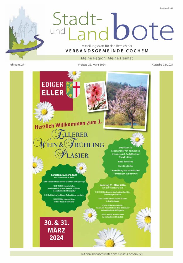 Stadt- und Landbote VG Cochem Titelblatt 12/2024