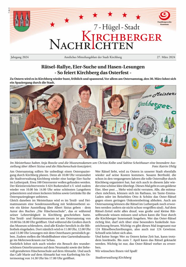 Kirchberger Nachrichten Titelblatt 03/2024