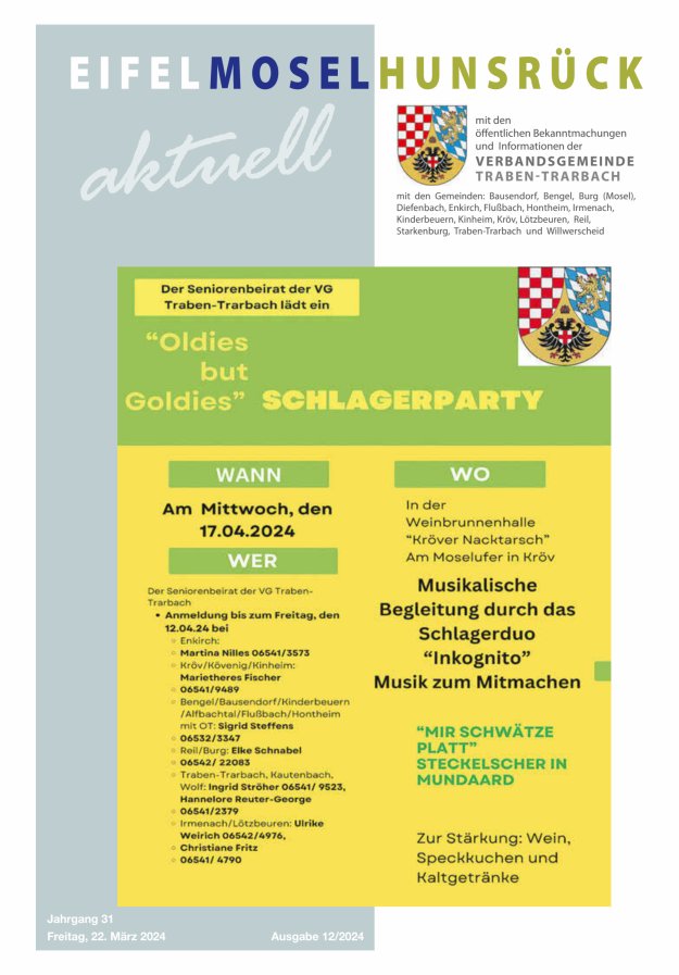 Eifel-Mosel-Hunsrück aktuell VG Traben-Trarbach Titelblatt 12/2024