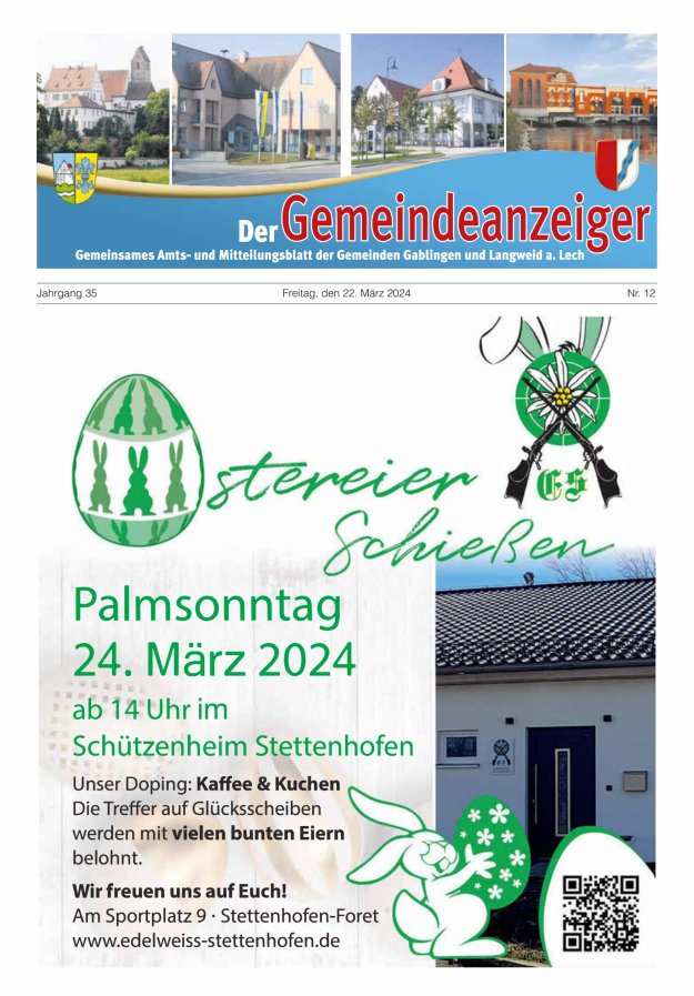 Der Gemeindeanzeiger - Gablingen Langweid Titelblatt 12/2024