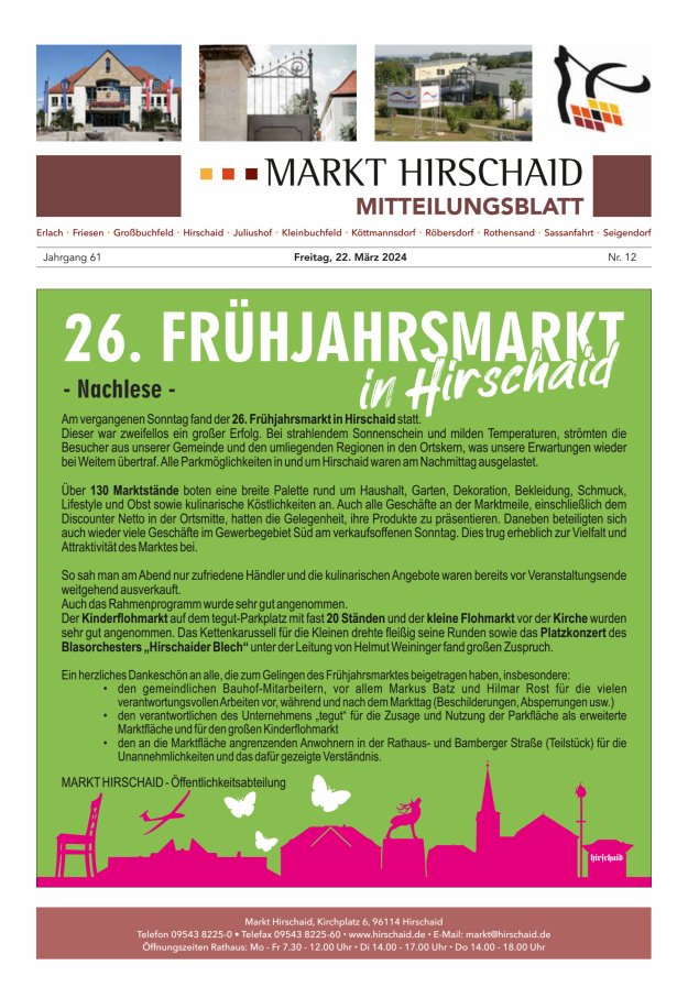 Mitteilungsblatt Markt Hirschaid Titelblatt 12/2024