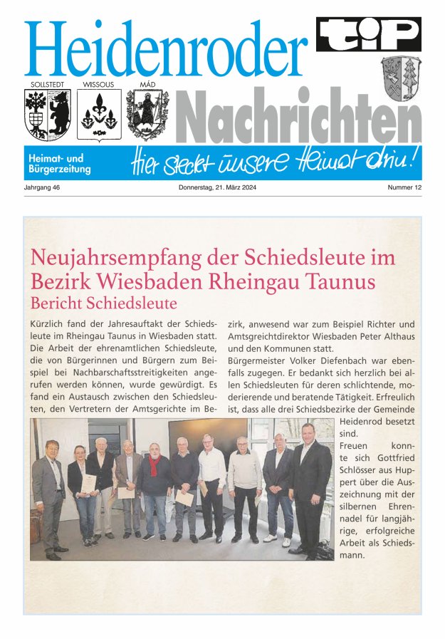 "tip" Heidenroder Nachrichten Titelblatt 12/2024