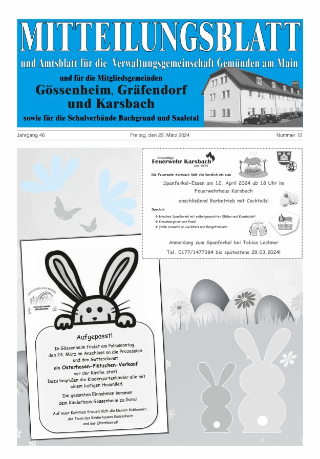 Mitteilungsblatt der VG Gemünden a Main Titelblatt 12/2024