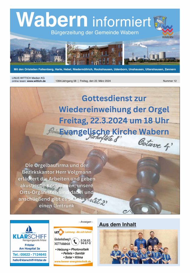 Wabern informiert Titelblatt 12/2024