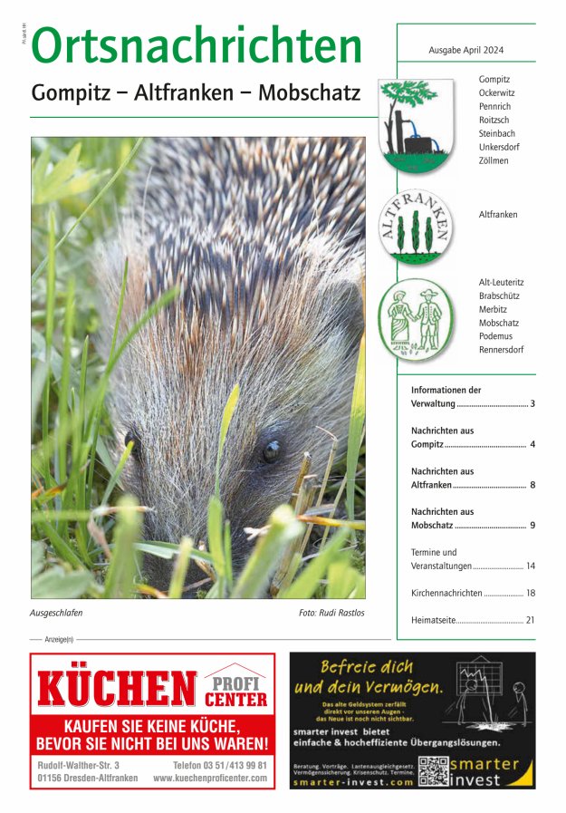 Ortsnachrichten Gompitz - Altfranken - Mobschatz Titelblatt 03/2024