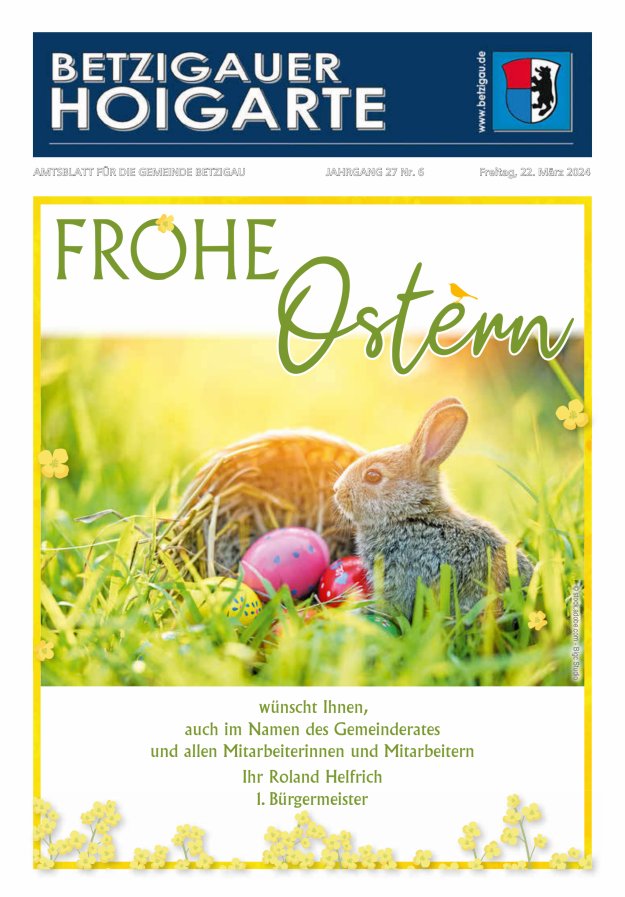 Betzigauer Hoigarte Amtsblatt der Gemeinde Betzigau Titelblatt 06/2024