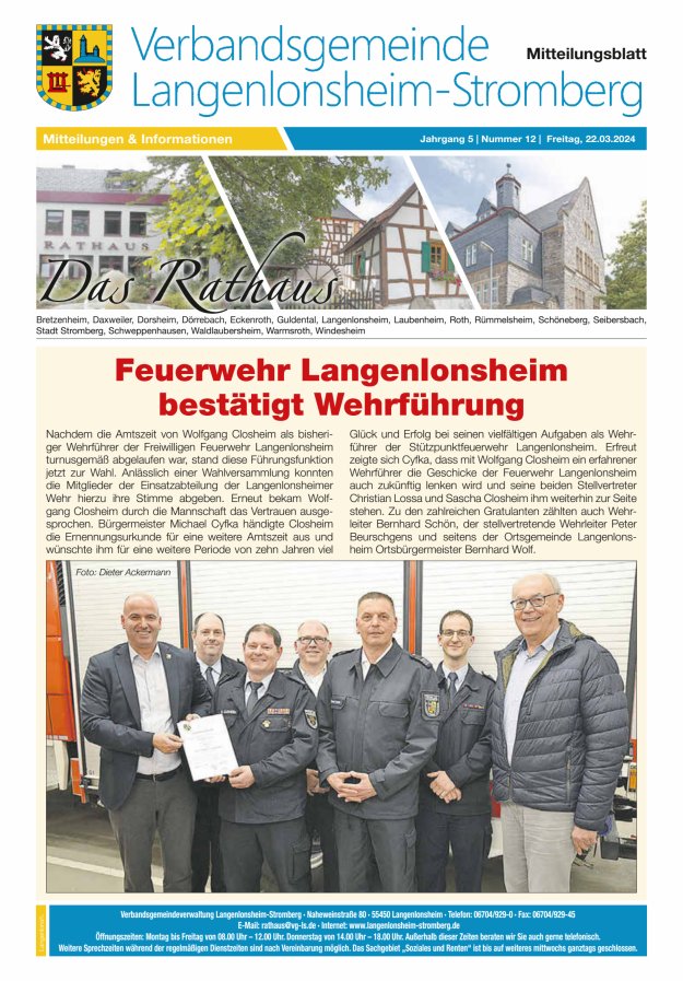 Das Rathaus - MTB d VG Langenlonsheim-Stromberg Titelblatt 12/2024