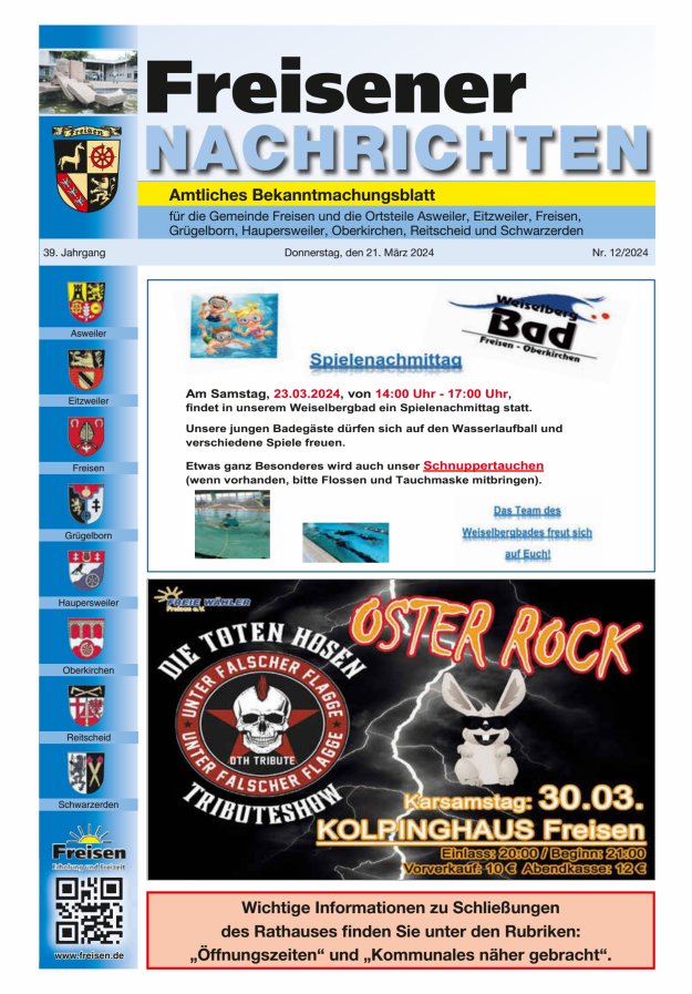 Freisener Nachrichten Titelblatt 12/2024