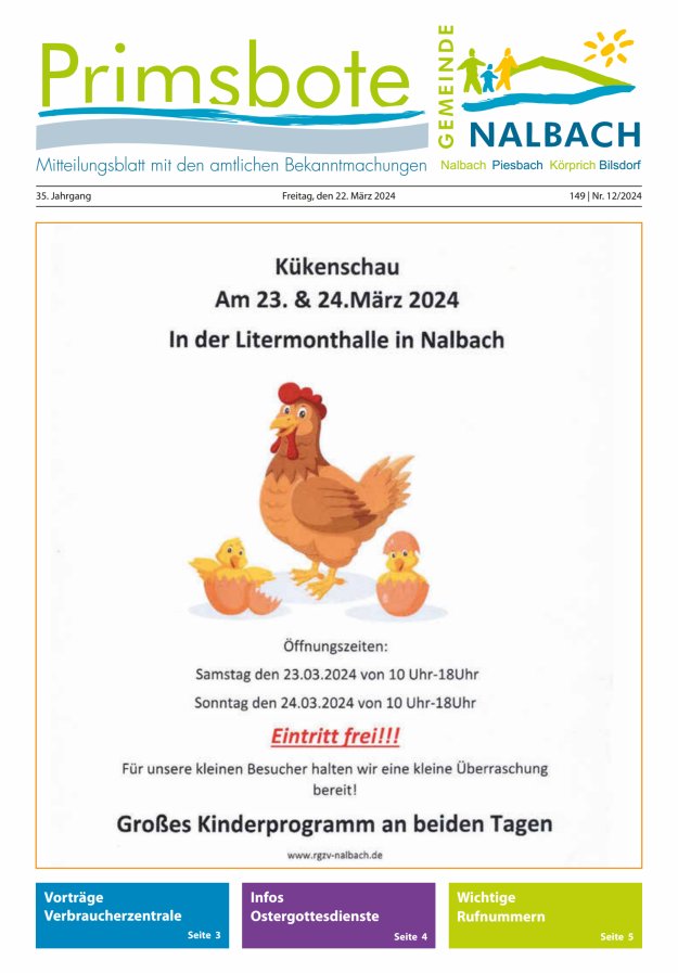 Primsbote Gemeinde Nalbach Titelblatt 12/2024