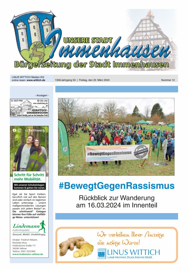 Unsere Stadt Immenhausen Titelblatt 12/2024
