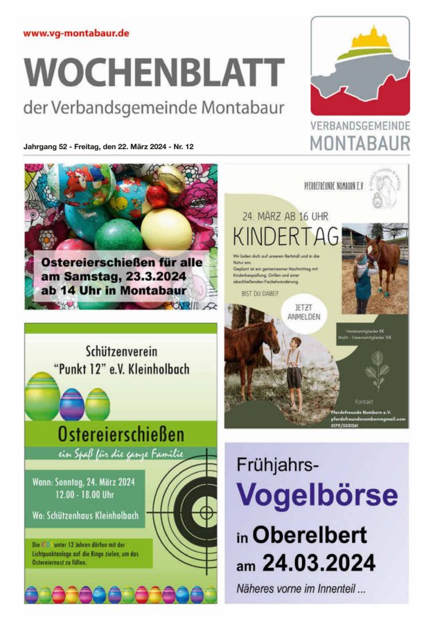 Wochenblatt der Verbandsgemeinde Montabaur Titelblatt 12/2024