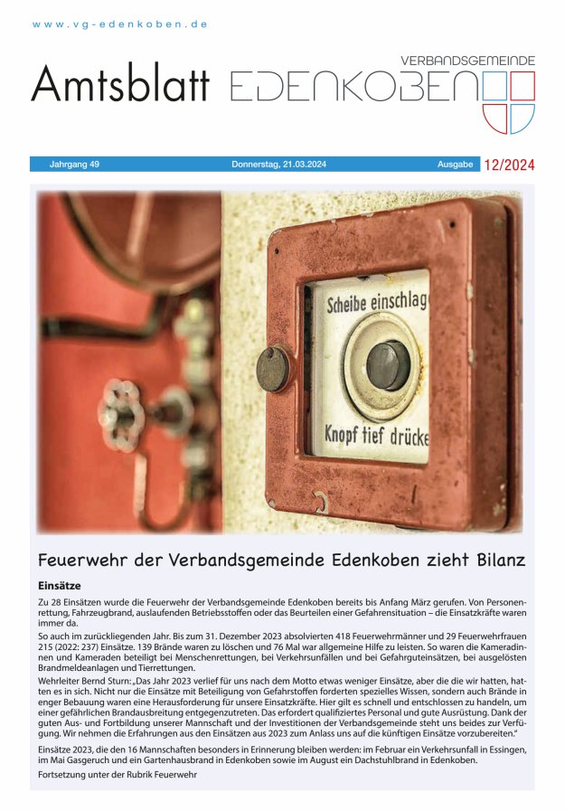 Amtsblatt VG Edenkoben Titelblatt 12/2024