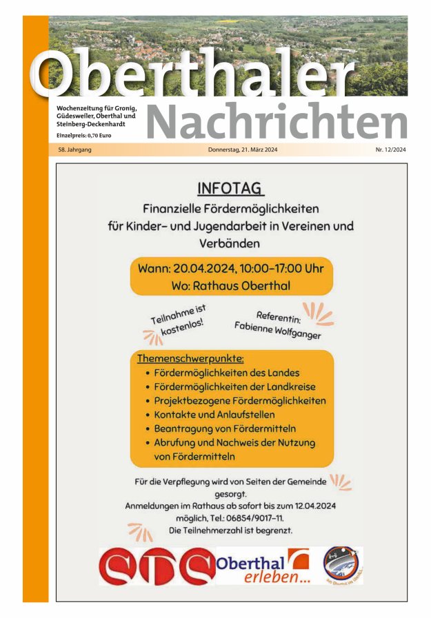 Oberthaler Nachrichten Titelblatt 12/2024