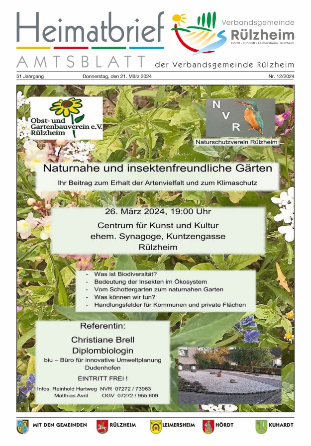 Heimatbrief VG Rülzheim Titelblatt 12/2024