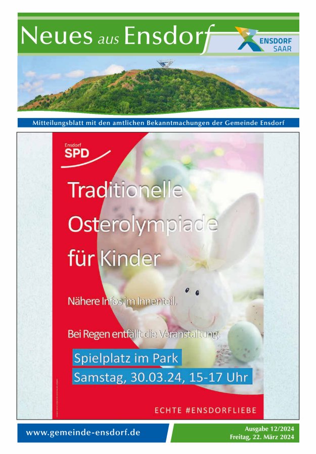 Neues aus Ensdorf Titelblatt 12/2024